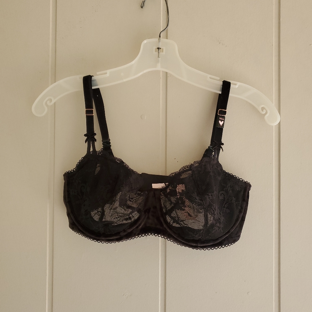 Victoria's Secret Bra 34DD Dream Angels Push-Up Without Padding Black Velvet
